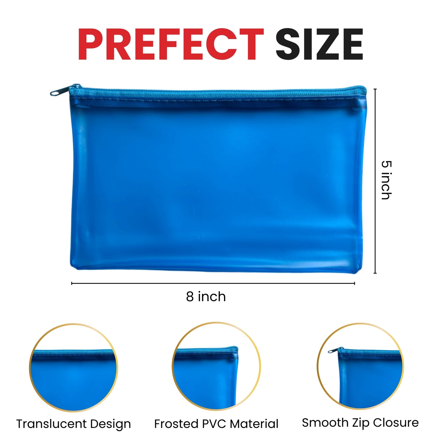 8x5" Frosted Yellow Pencil Case - See Through Exam Clear Translucent