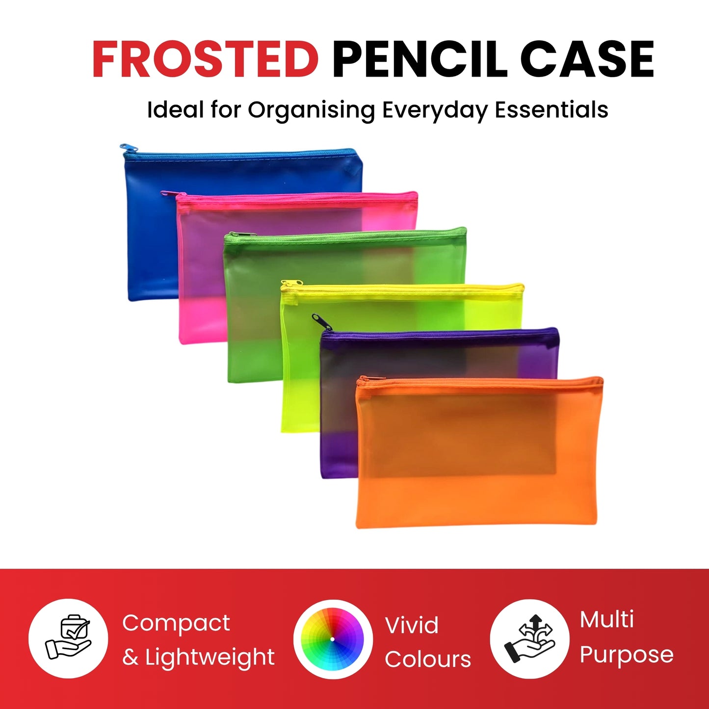 8x5" Frosted Yellow Pencil Case - See Through Exam Clear Translucent