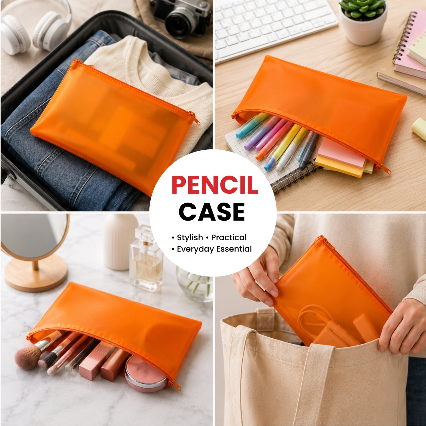 8x5" Frosted Yellow Pencil Case - See Through Exam Clear Translucent