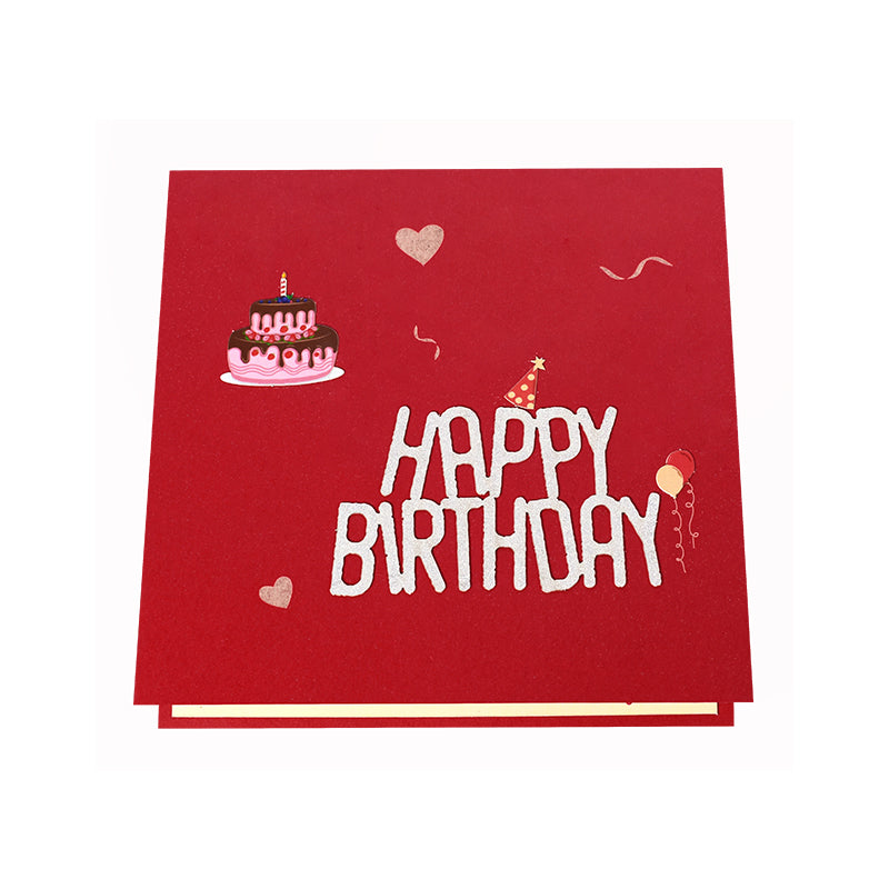 Chocolate Fruit Birthday Cake 3D Pop Up Greeting Card