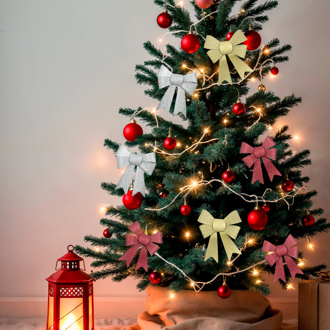 Pack of 9 Christmas Red, Gold, Silver Present Gift Bows