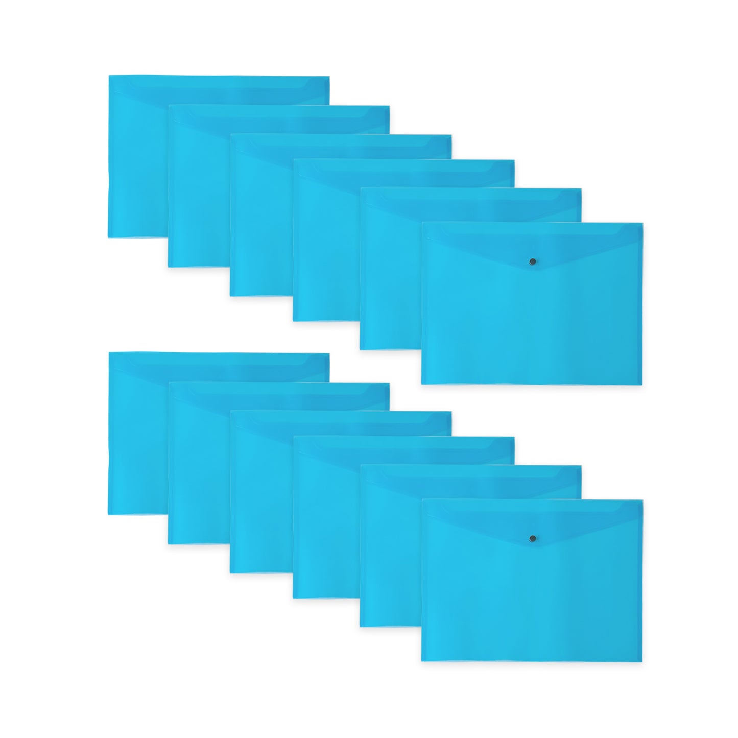 Pack of 12 Janrax A3 Blue Document Wallets - Button Stud Folder