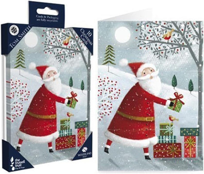Pack of 10 Luxury Santa Presents Design Christmas Cards