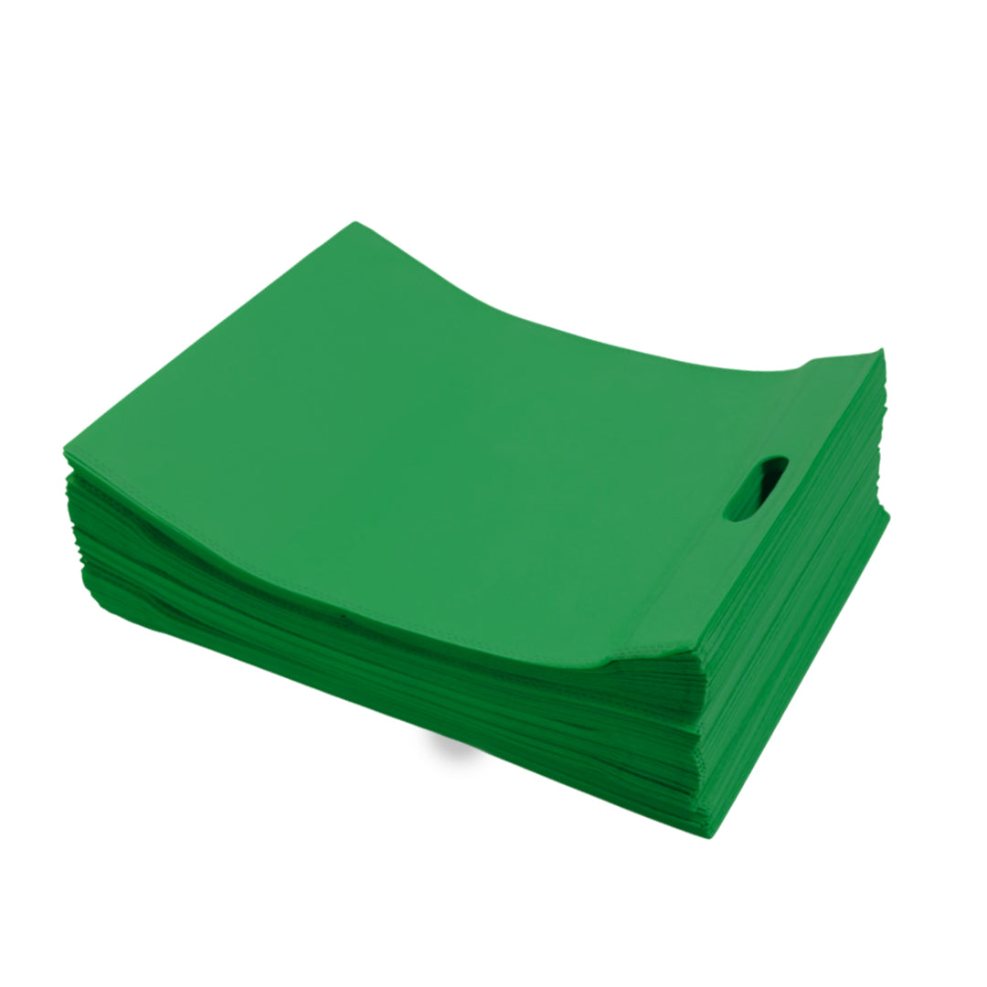 Pack of 25 Dark Green Coloured 35x25cm Non-Woven Patch Handle Bags