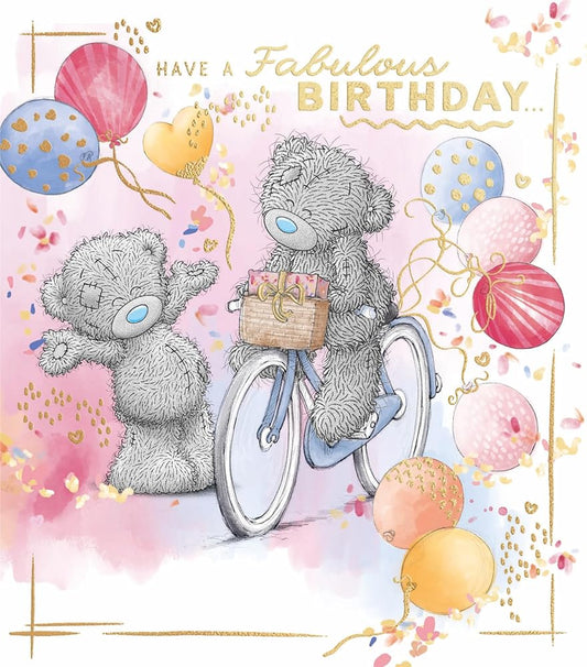 Bears Riding Bicycle Fab Birthday Card