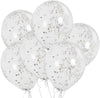 Pack of 6 Clear Latex Balloons with Silver Confetti 12"