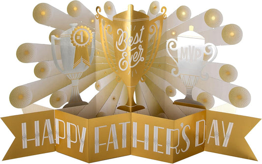 3D Pop Up 'Best Ever' Trophy Design Jumbo Father's Day Paper Wonder Card