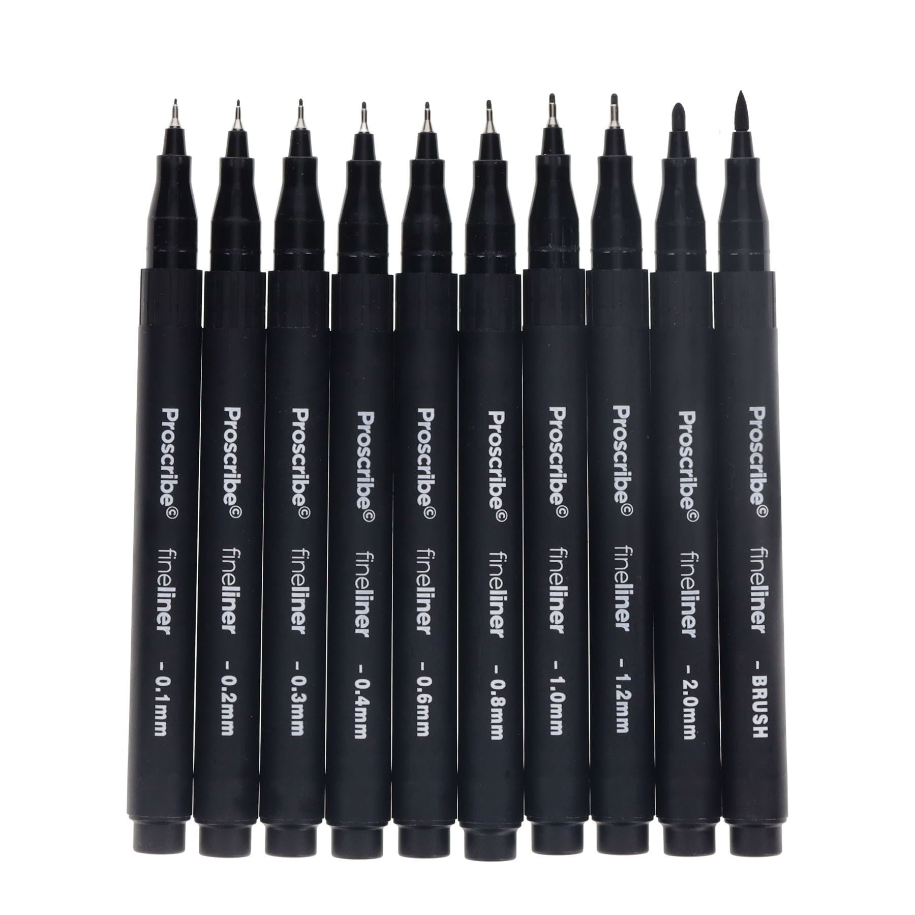 Pack of 10 Ultimo Assorted Tip Black Fineliners by ProScribe– Choice ...