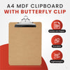 Janrax A4 MDF Clipboard with Butterfly Clip