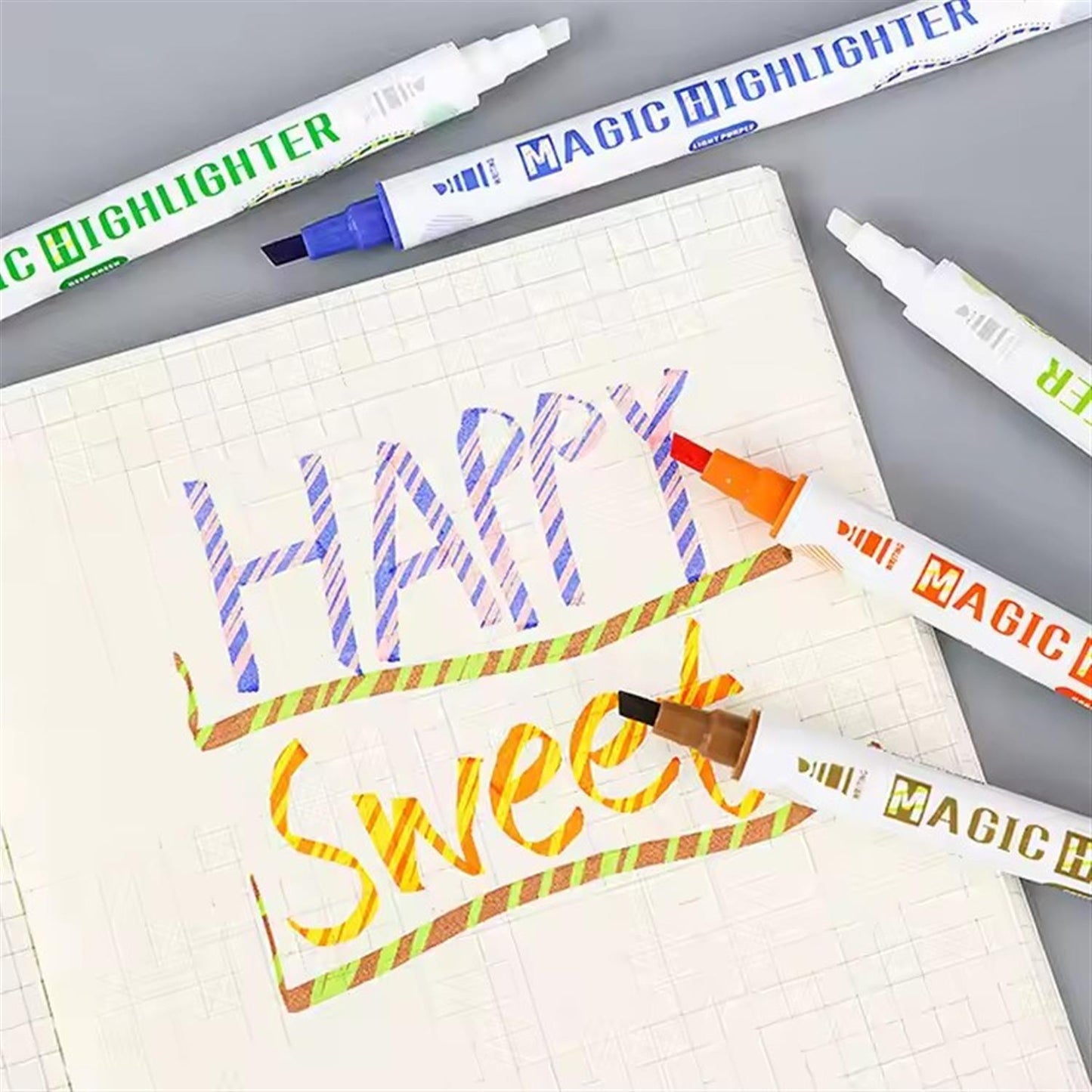 Pack of 10 Highlighter Pens with Luminous Magic Invisible Ink