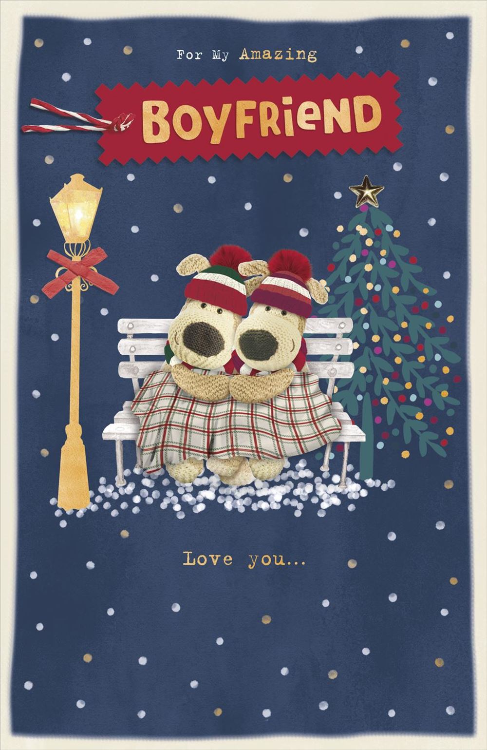 Boofles Hugging Boyfriend Christmas Card