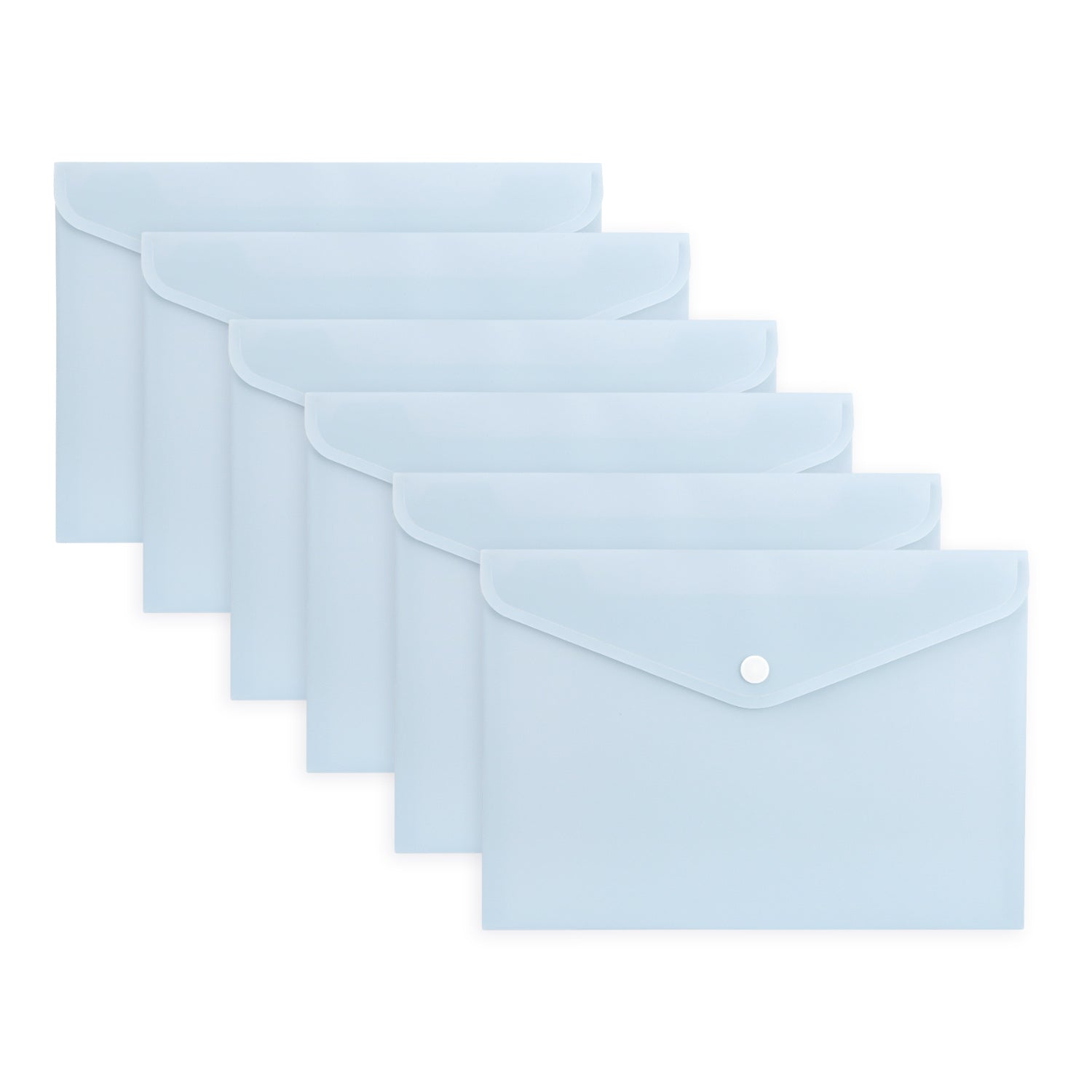 Pack of 12 A5 Light Pastel Blue Soft Touch Plastic Document Wallets wi ...