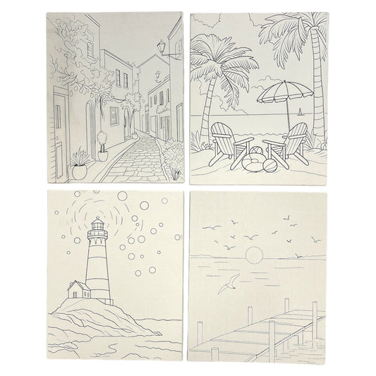 20 x 25cm Pre Drawn Outline Canvas Paint For Kids