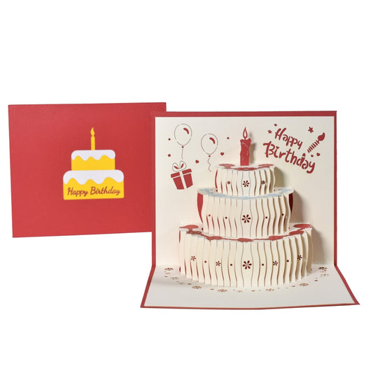 Red Fruit Cake Design 3D Pop Up Birthday Card