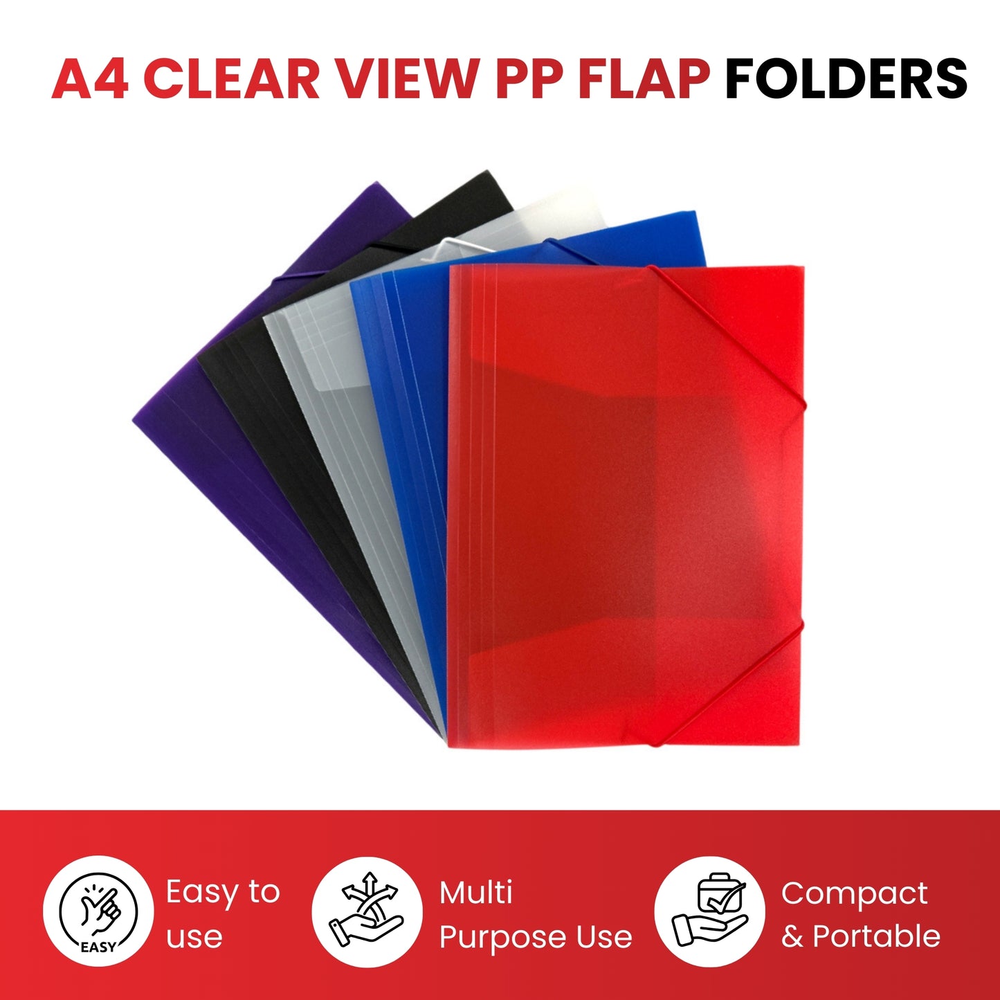 Janrax A4 Clearview Purple 3 Flap Folder with Elasticated Closure