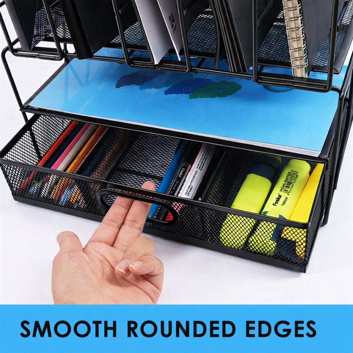 Black Desk Storage Rack Drawer-style File Document Organizer 32 × 23 × 31.3 cm