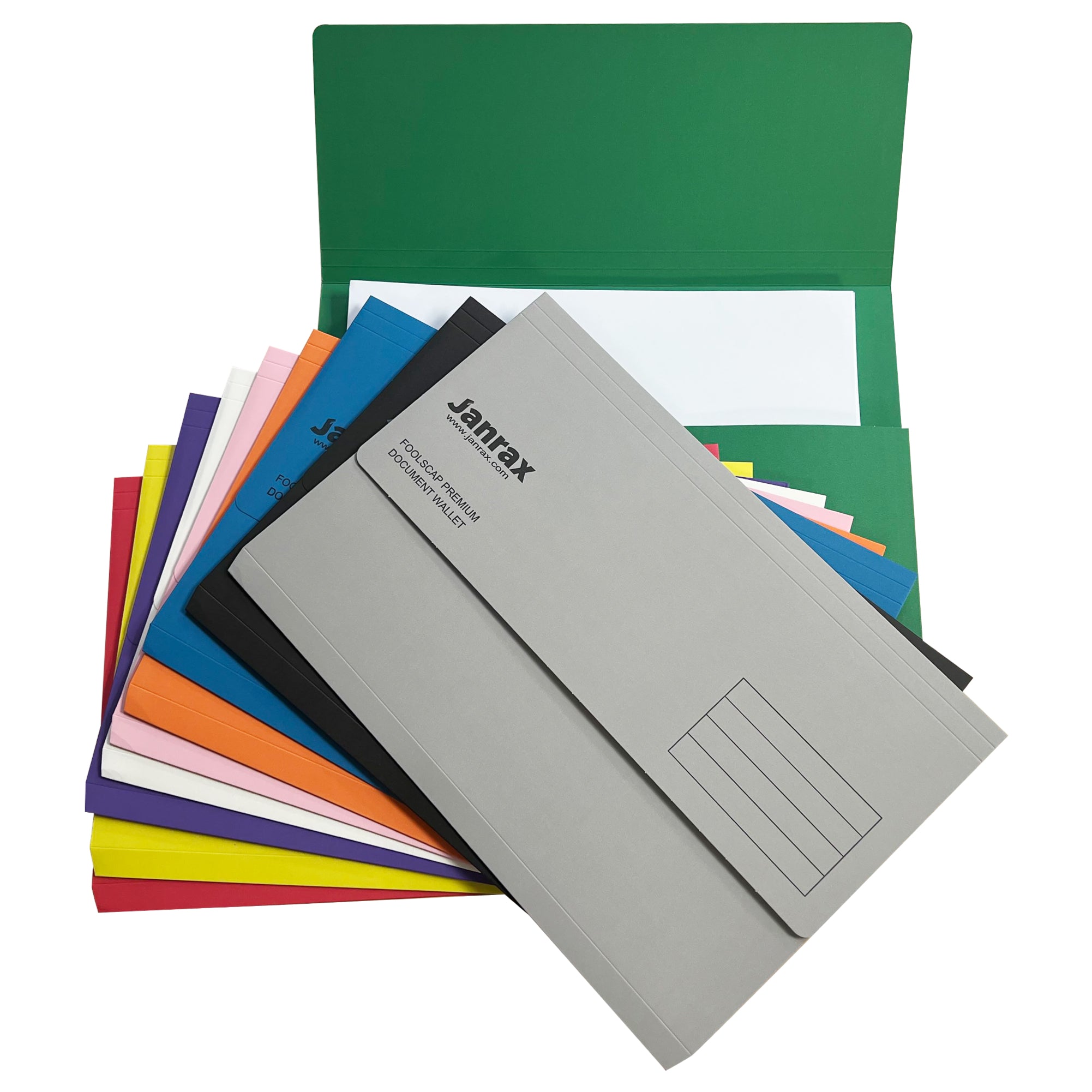 Pack of 10 Assorted Coloured Card Premium Foolscap Document Wallets ...