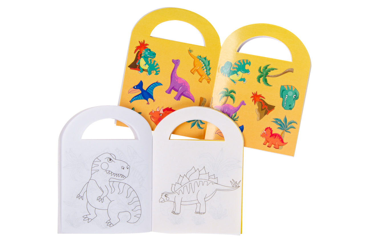 Pack of 48 Dinosaur Coloring Mini Books with Stickers