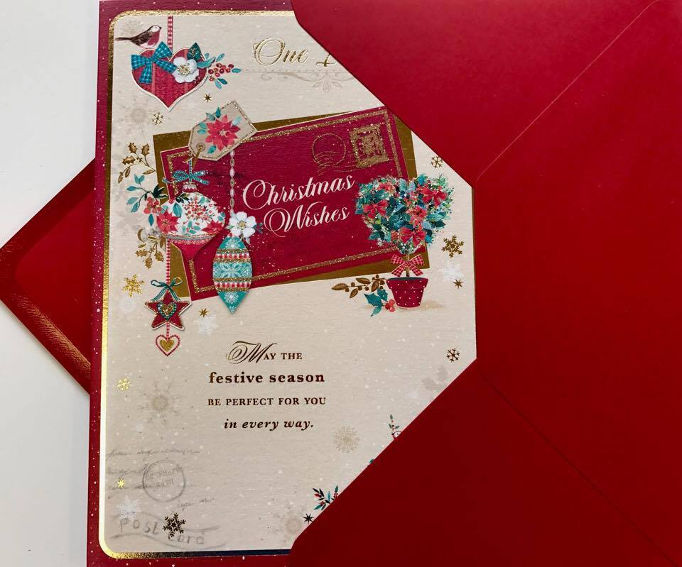 ONE I LOVE - Nice Verse Quality Gold Foil Glitter Christmas Greeting Card