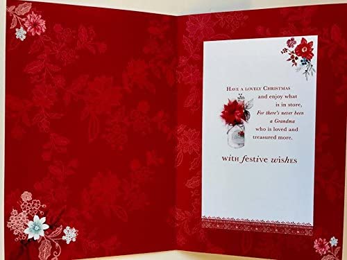 Grandma Festive Wishes Quality Christmas Flower Greeting Card {DC}