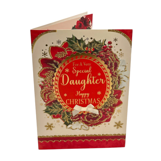 For a Very Special Daughter Flower Frame Design Christmas Card
