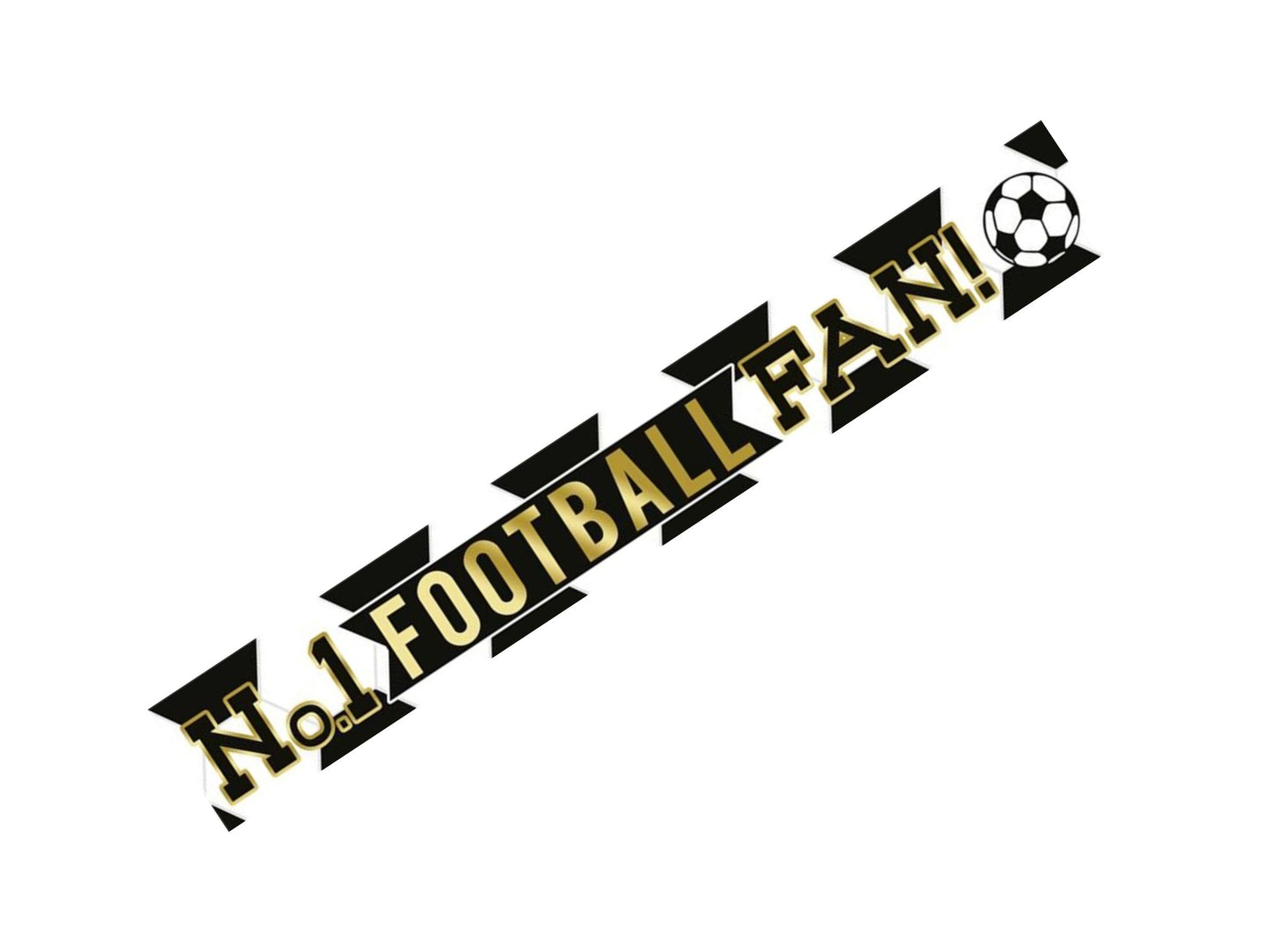 "No 1 FOOTBALL FAN!" 2.7m Black and White Football Banner
