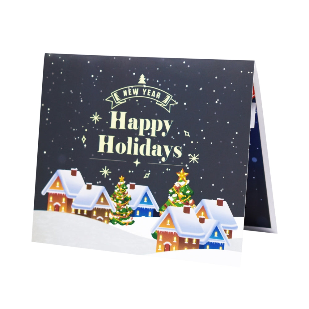 Snowy Night Scene Happy Holidays & New Year 3D Pop Up Christmas Card