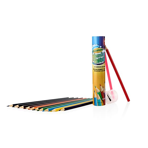 Tube of 12 Assorted Colouring Pencils with Sharpener