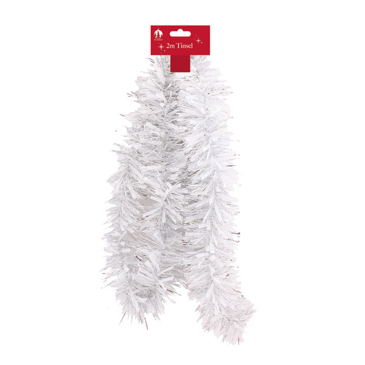 2m Christmas Chunky Tinsel - White