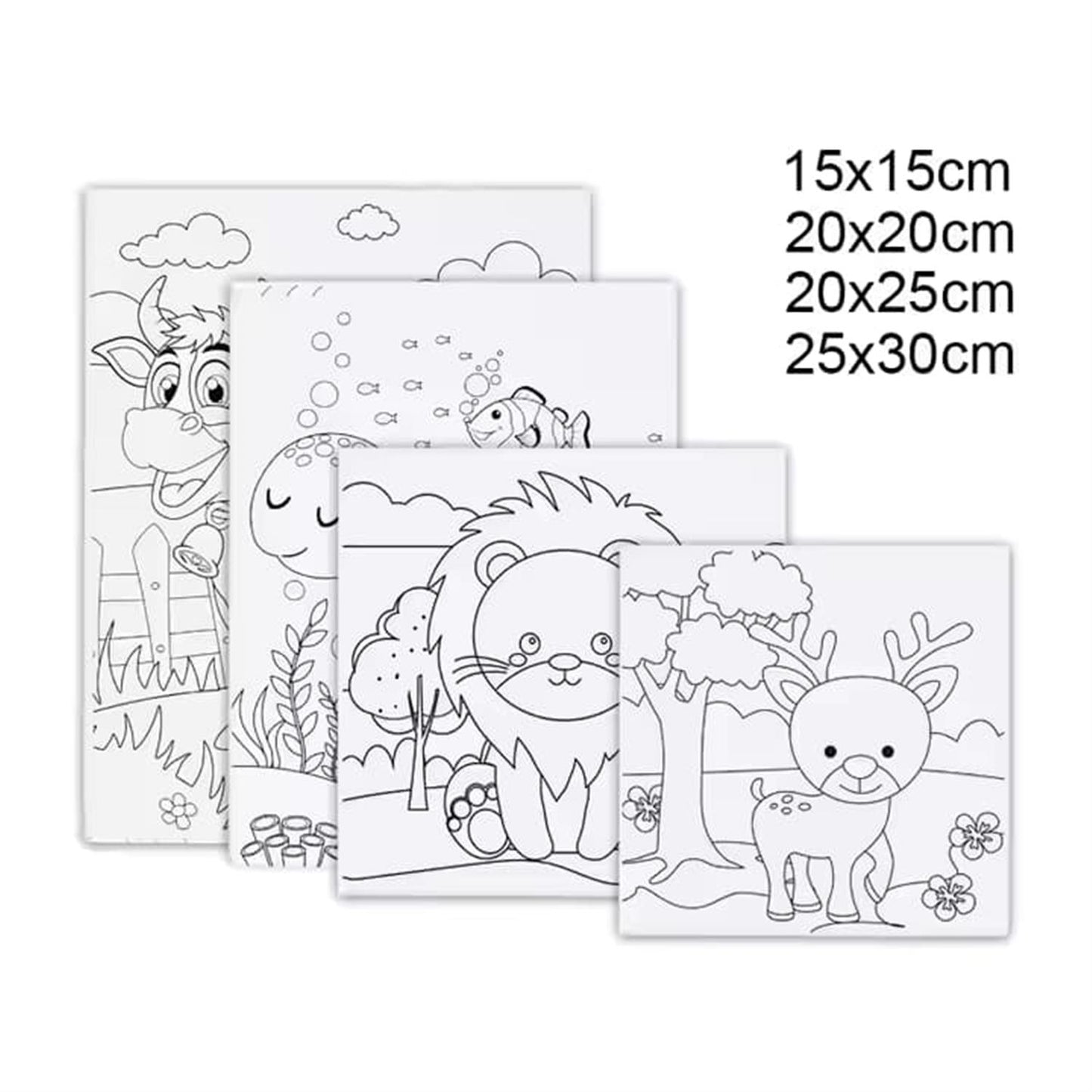 25 x 30cm Pre Drawn Outline Canvas Paint For Kids