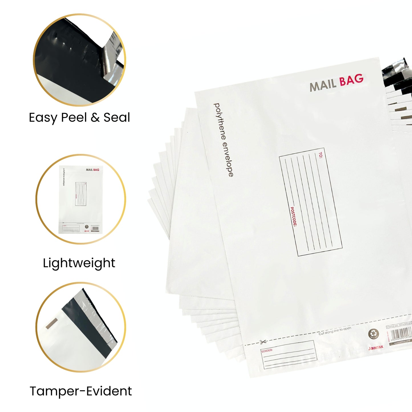 Pack of 100 Large Polythene Mailing Bags 32x44cm – Secure Peel & Seal Envelopes