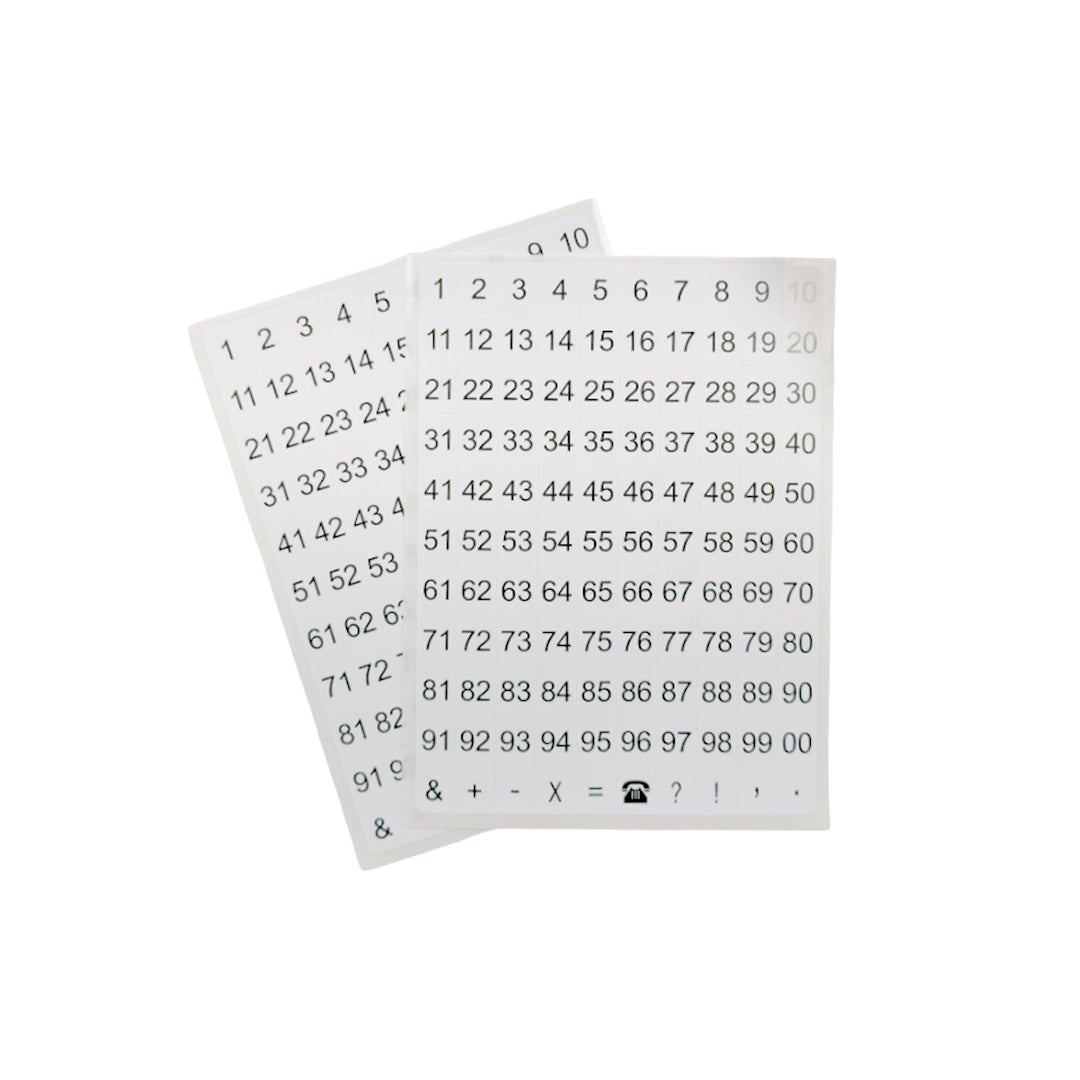 Pack of 2640 White on Black 8x10mm 1-99 Numbers Self-Adhesive Labels