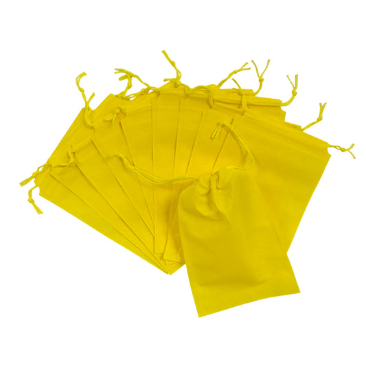 Pack of 25 Yellow Coloured 27x20cm Non-Woven Drawstring Bags