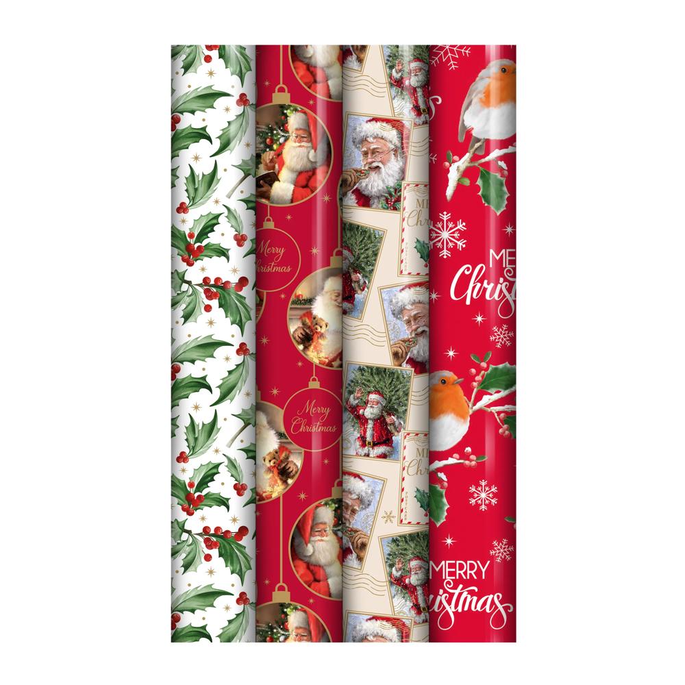 Single 7m Traditional Christmas Design No SHrink Gift Wrap Roll