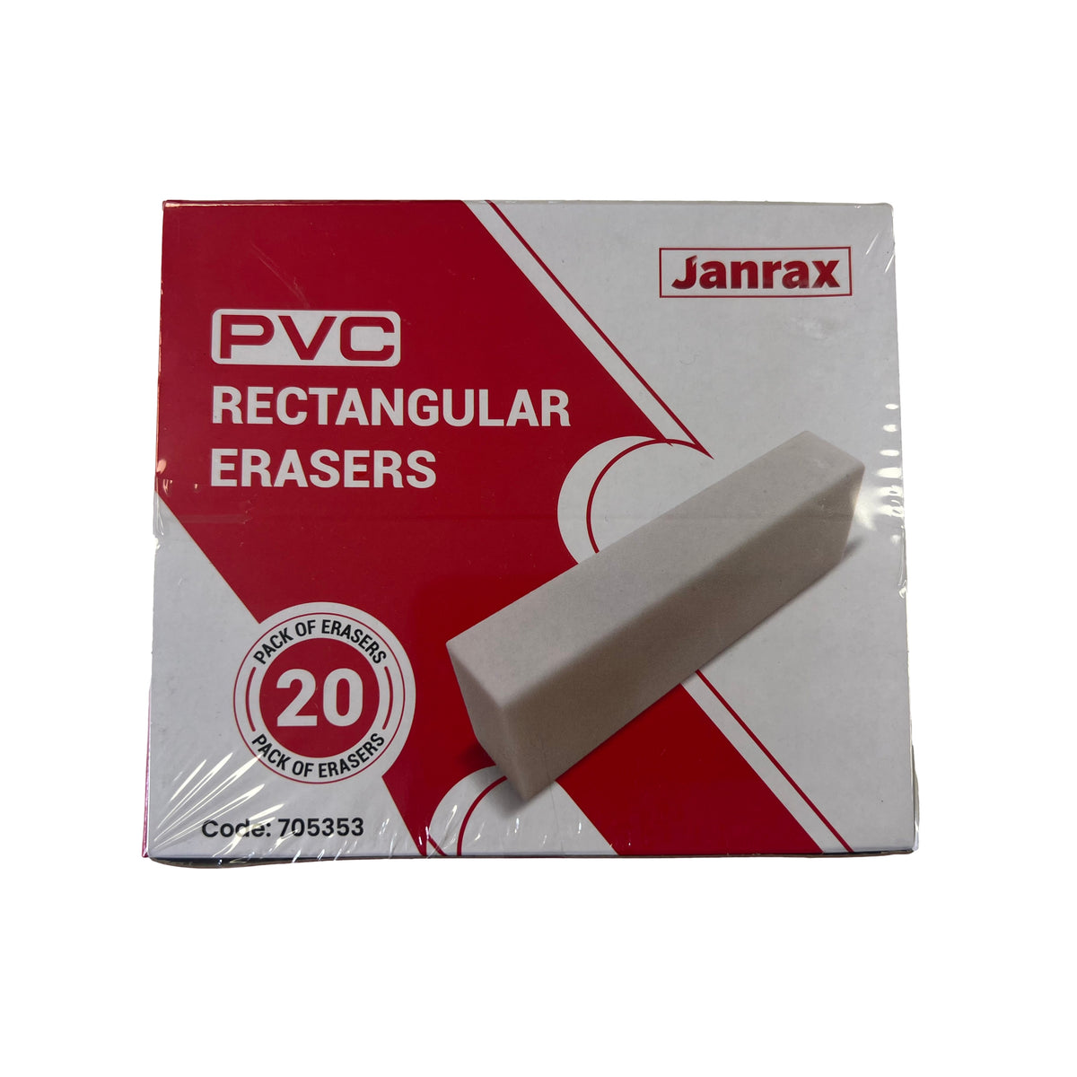 Pack of 20 PVC Rectangular Erasers – Choice Wholesale