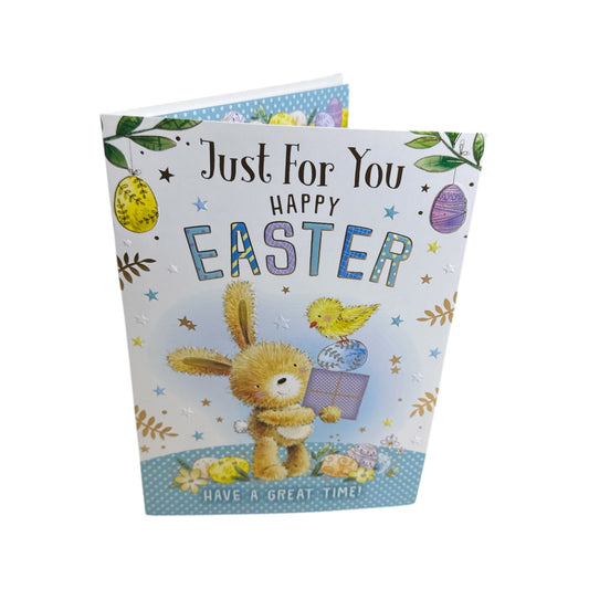 Just For You Rabbit And Chicks Design Open Easter Card