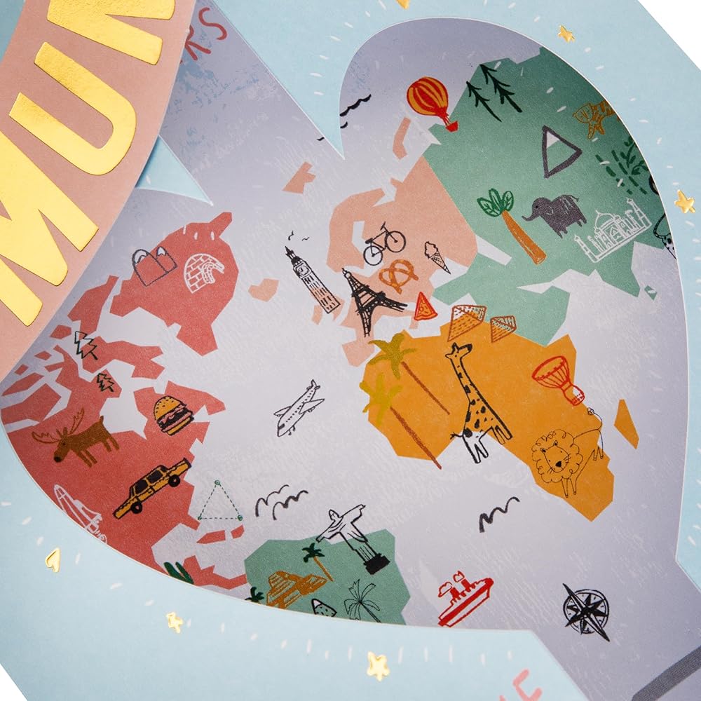 Map & Heart Design Mum Mother's Day Card