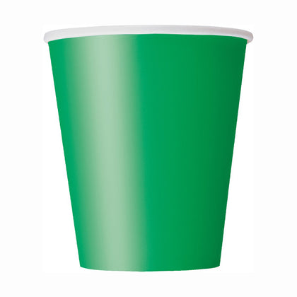 Pack of 8 Emerald Green Solid 9oz Paper Cups