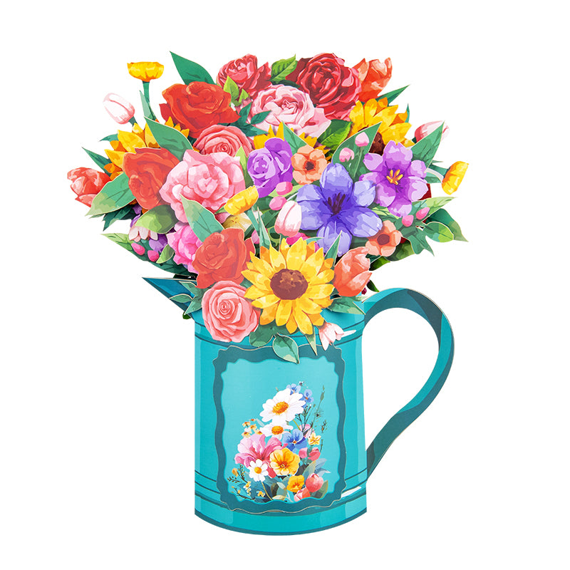 Garden Symphony Mixed Flower 3D Pop Up Pitcher Vase Greeting Card
