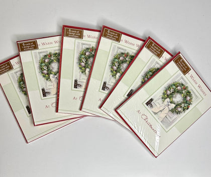 Pack of 24 x 6 Traditional Xmas Holly Wreath Christmas 144 cards