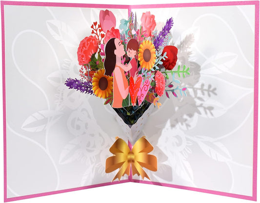 Tender Mom-Child Bouquet 3D Pop Up Mother's Card