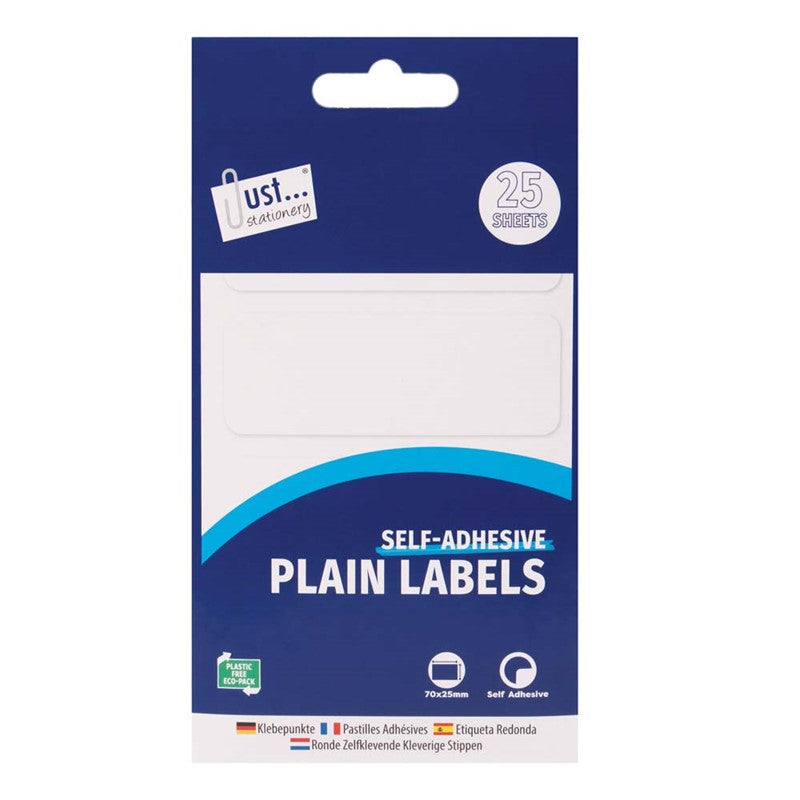 Pack of 100 White 70 x 25 mm Sticky Labels