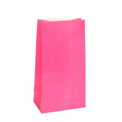 Pack of 12 Hot Pink Paper Party Bags