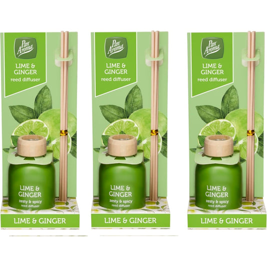 Pack of 3 Pan Aroma Lime & Ginger Reed Diffusers 50ml