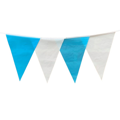 White Baby Blue Alternate Bunting 10m with 20 Pennants