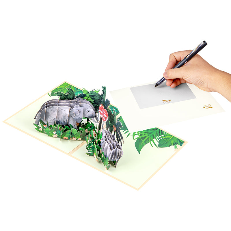 Elephants in Green Foliage Scene Celebrating Mother’s Day 3D Pop Up Card