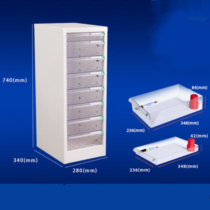 8 Drawer Filing Cabinet with Clear Drawers