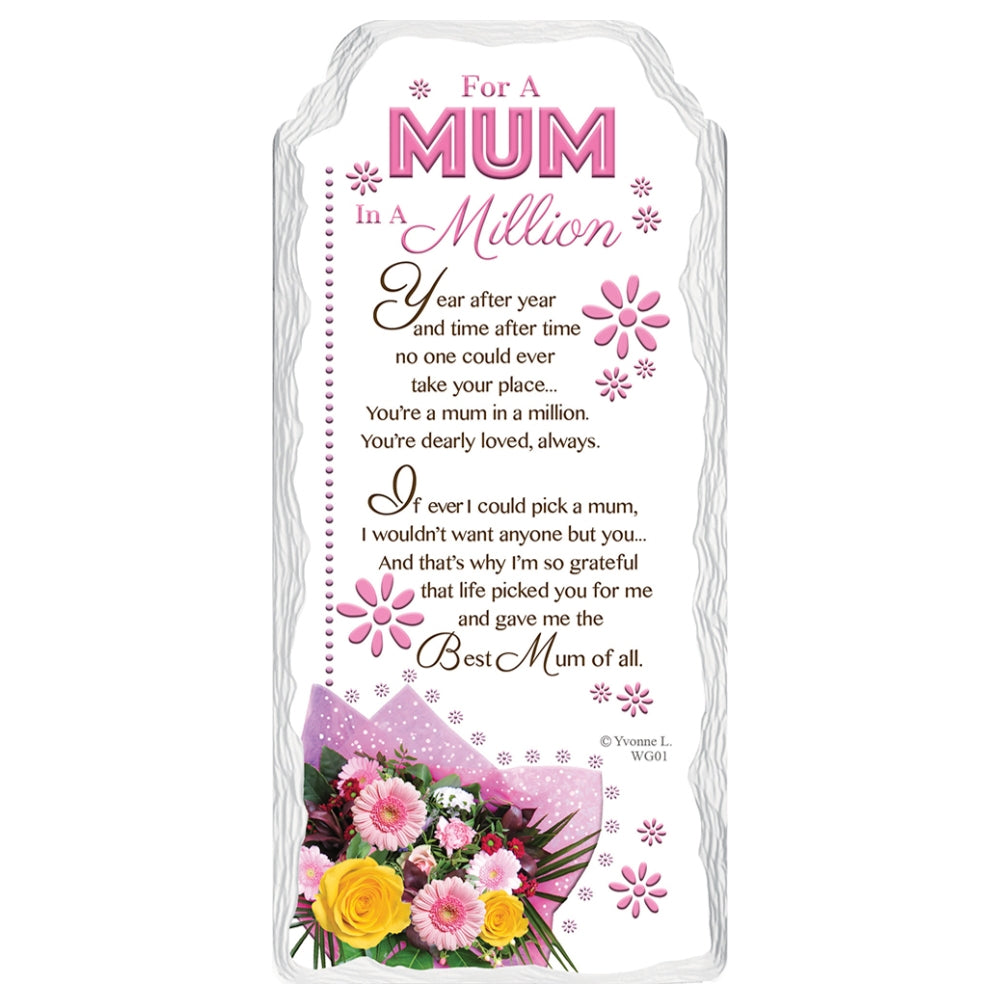 For a Mum In a Million Sentimental Handcrafted Ceramic Plaque
