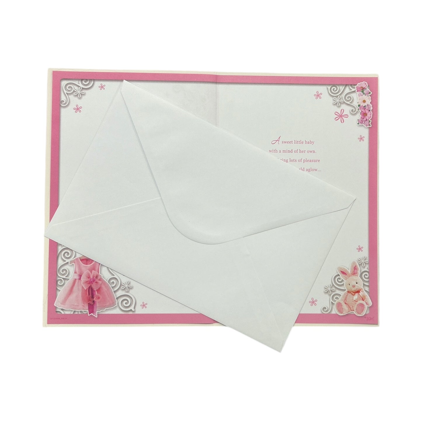 On The Birth Of Granddaughter Pink Dress And Teddy Design Opacity Congratulations Card
