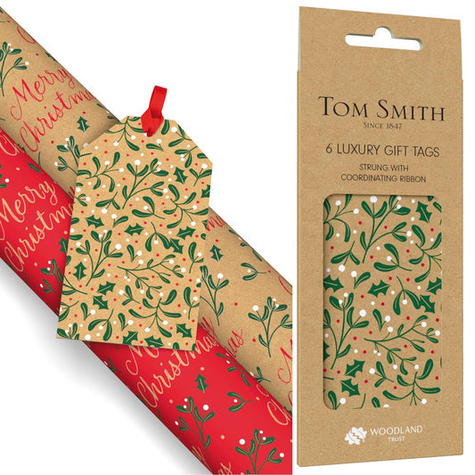 Pack of 6 Christmas Merry Berry Design Luxury Gift Tags